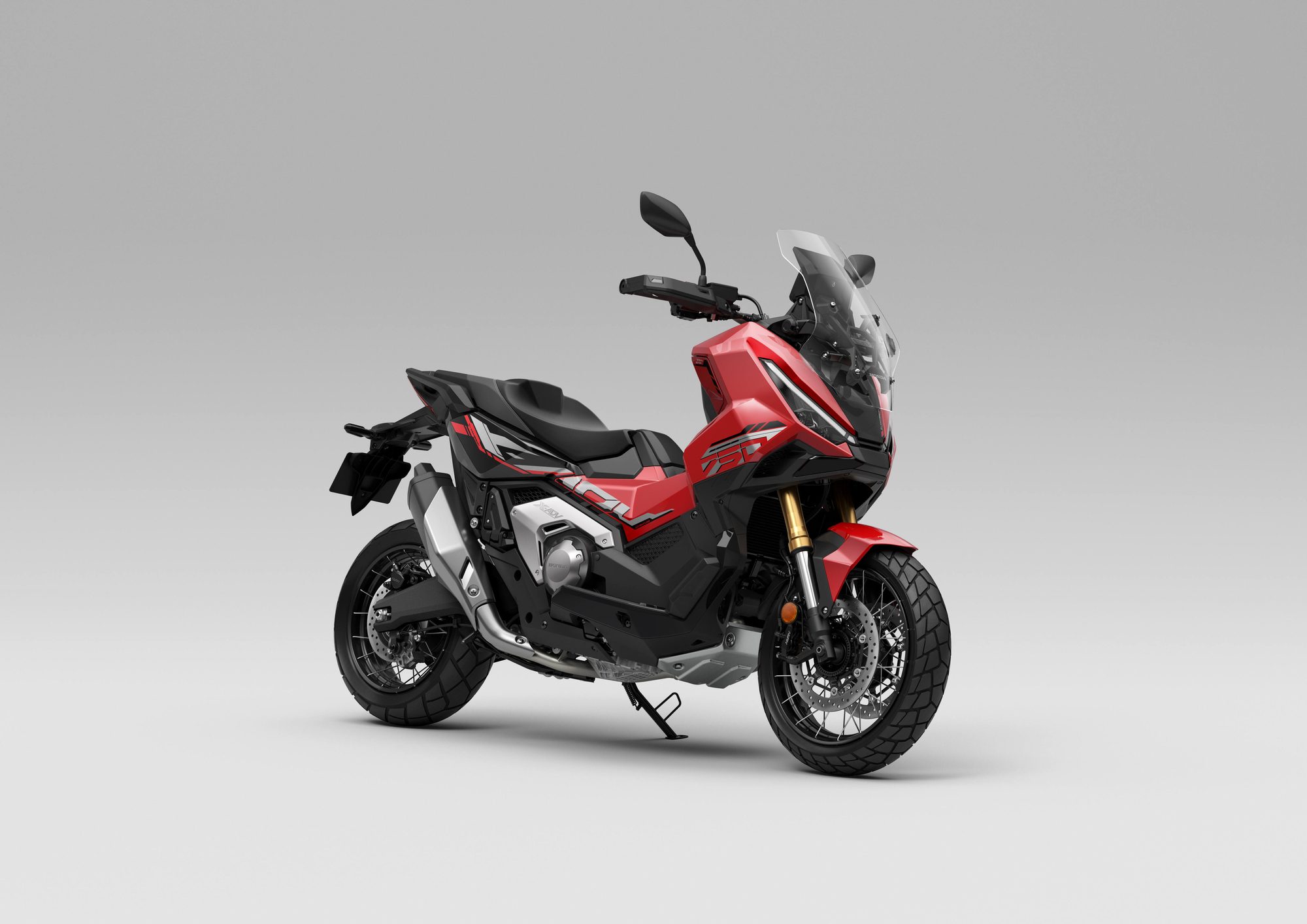 Honda X-ADV 2027 roja con caballete lateral