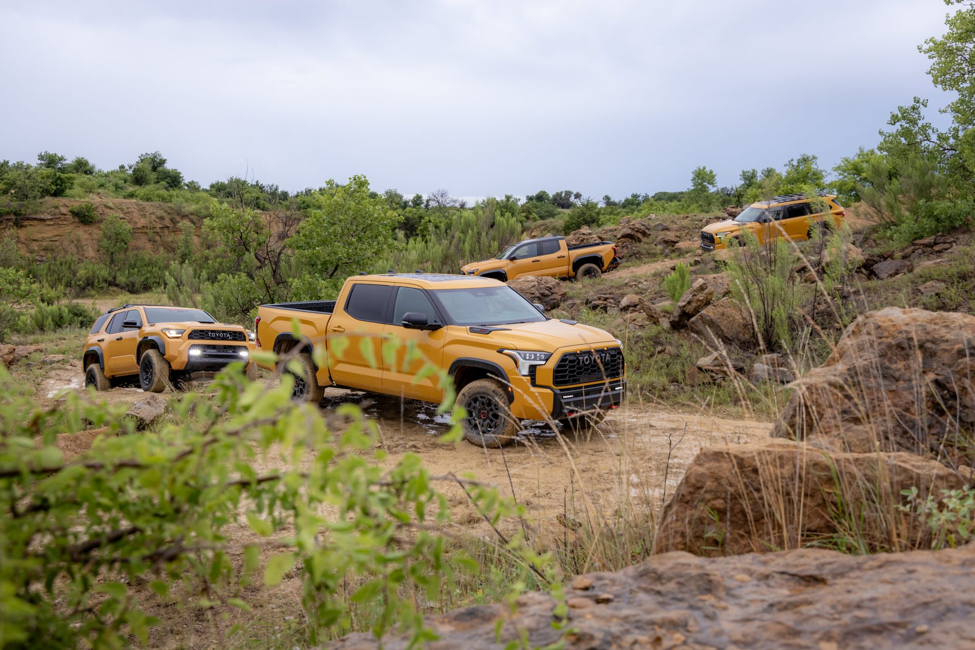 Pickup Toyota TRD Pro entre rocas y vegetación
